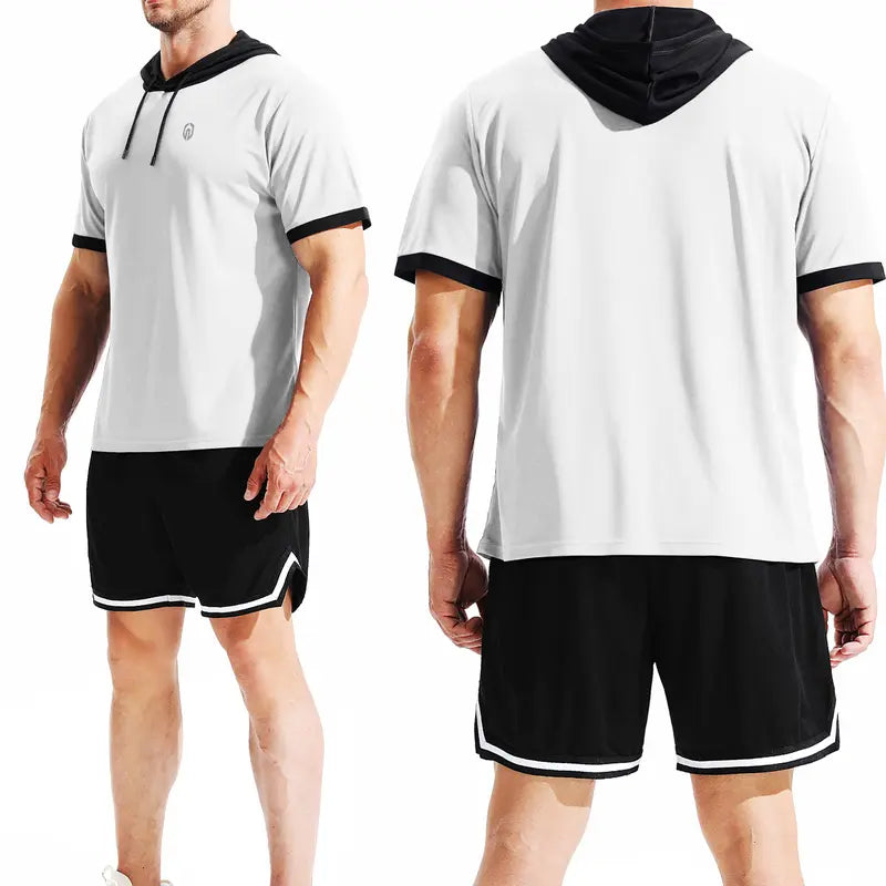 NELEUS Men'S Running Shirt Workout Athletic Shirts with Hoodie