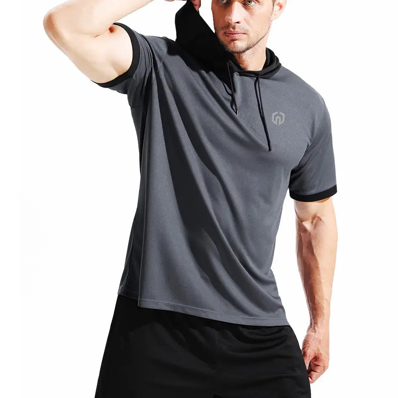 NELEUS Men'S Running Shirt Workout Athletic Shirts with Hoodie