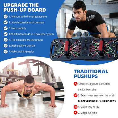 Push up Board with Smart Count, Multi-Function 60 in 1 Push up Bar (Foldable & Portable),Push up Handles for Floor,Professional Home Workout Equipment,Gym Equipment Strength Training Equipment for Men