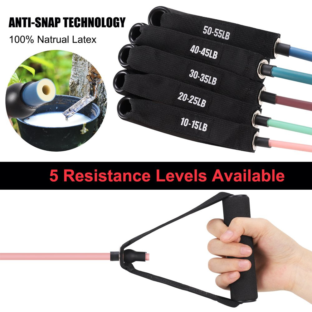 Single Resistance Band Home Gym Exercise Band with Handles and Door Anchor 40 Lb.